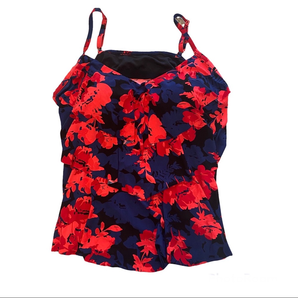 Aqua Green Plus Size Tankini Floral Print